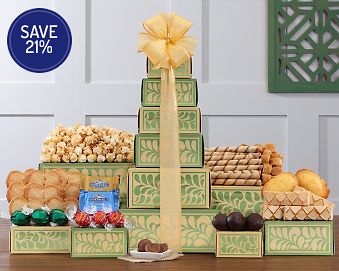 Lindt, Ghirardelli and Bakery Gift Tower Gift Basket 21% Save Original Price is $69.95